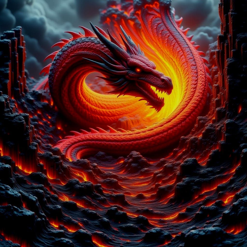 Red Dragon Exhaling Lava
