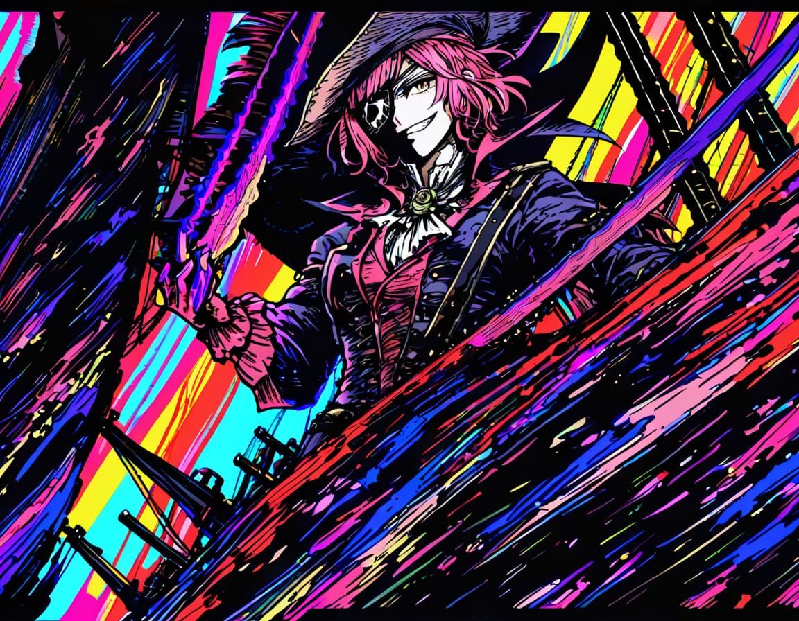Reckless Pirate Captain in Anime Style