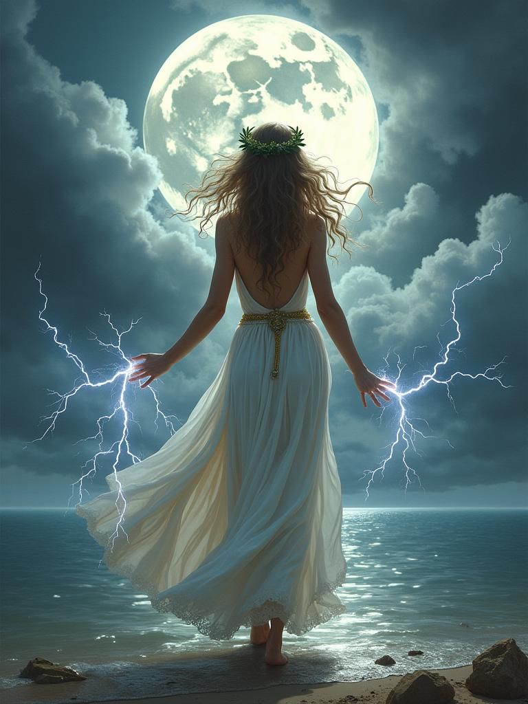 Majestic Storm Goddess Summons Lightning