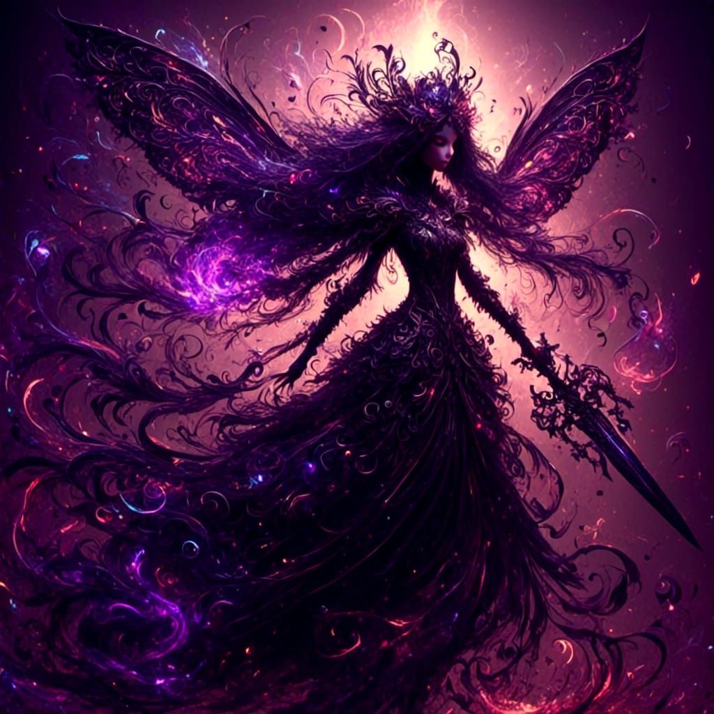 Fairy Warrior in Filigree Dress with Sword