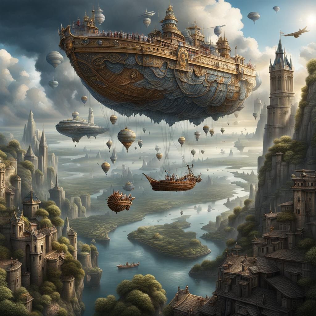 Sci-Fi King Scrutinizes Sky Sorcerers: Photorealistic Detail