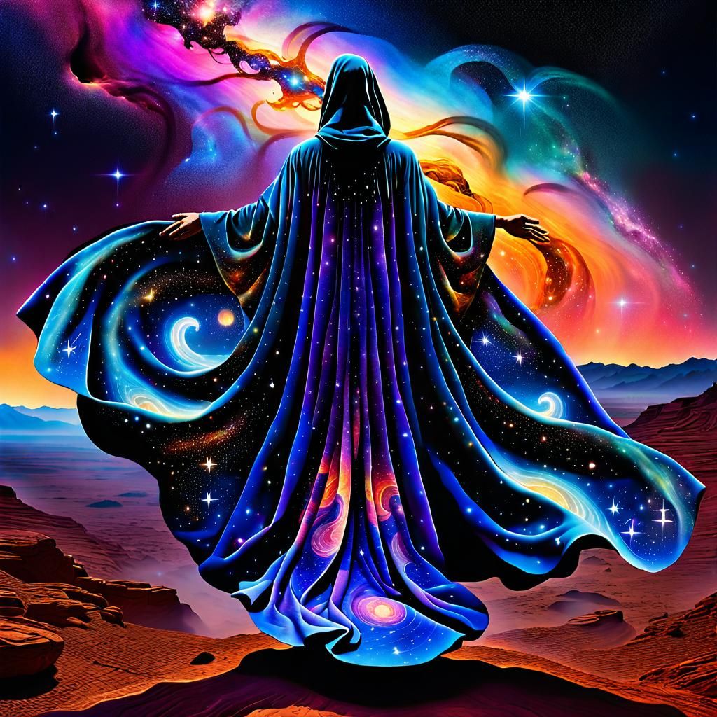 Cosmic Dreamscape: Celestial Figure at Nebula's Edge