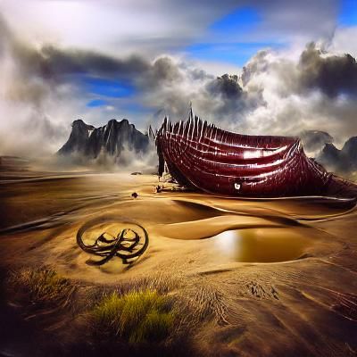 Viking Longship on Stormy Seas