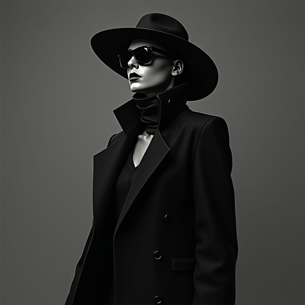 Futuristic Fashion in Cyberpunk Monochrome