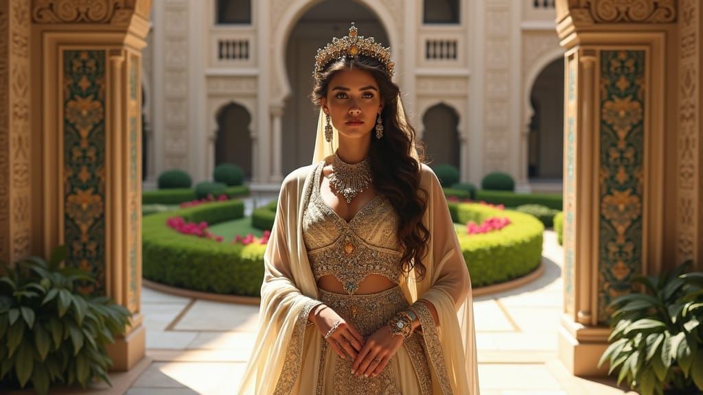 Elegant Persian Princess in Ancient Garden