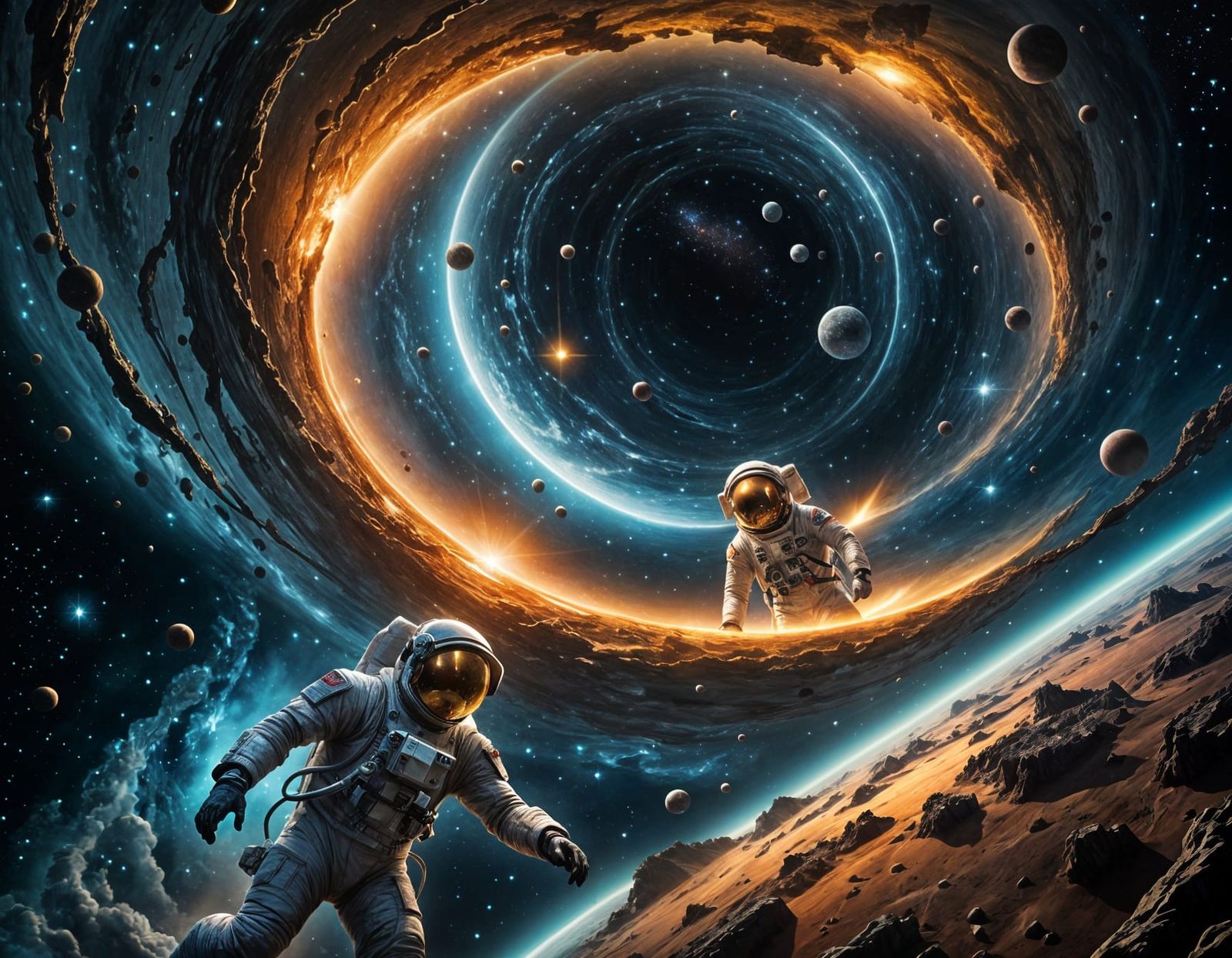 Astronaut Adrift in Cosmic Vortex
