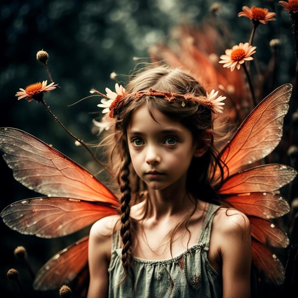 Summer Fairy Portrait in Dark Fantasy Style