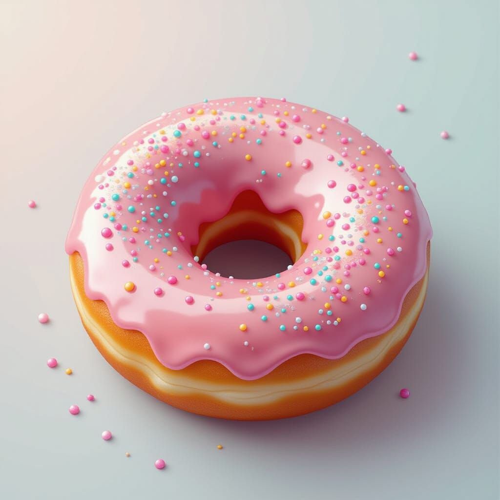 Colorful Glitter Donut in Digital Art Style