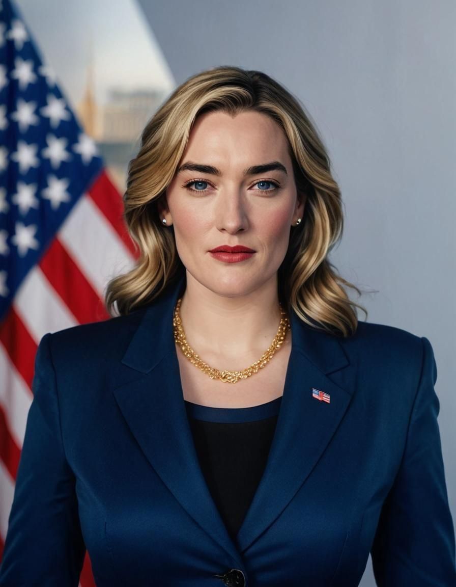 Politician in Confident Pose with US Flag