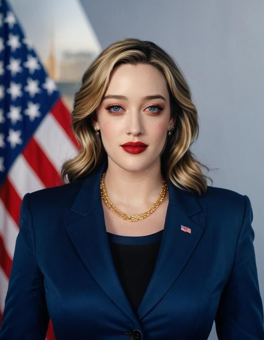 Kat Dennings as a Politician with US Flag