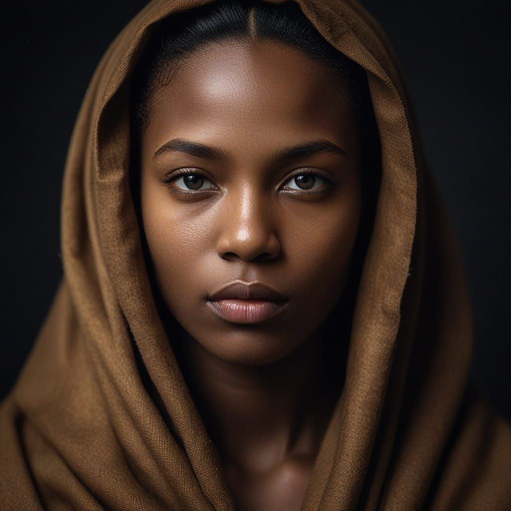 Stunning Black Woman in Moody, Textured Environment