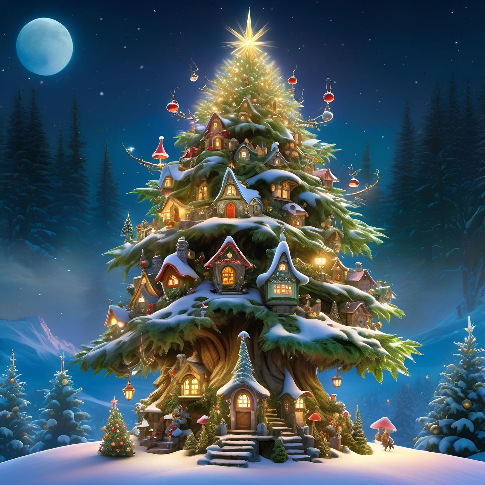 Unconventional Christmas Tree Fairy Village