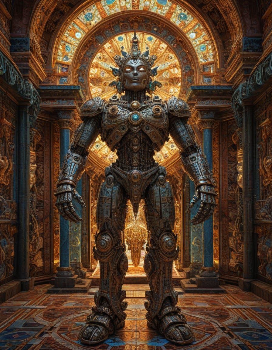 Robot in Maximalist Gaudi Mandelbulb Style