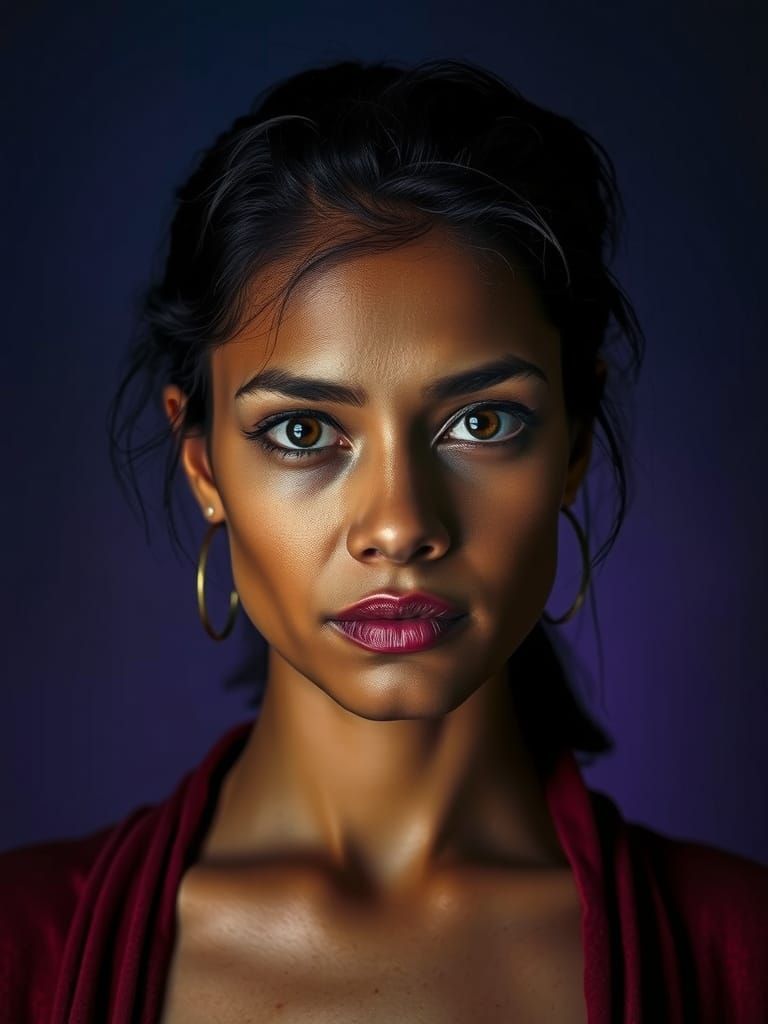 Confident Portrait in Moody, Velvety Blues