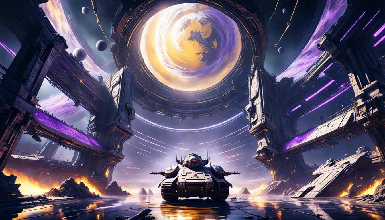 Epic Space War Scene in Dark Fantasy Style