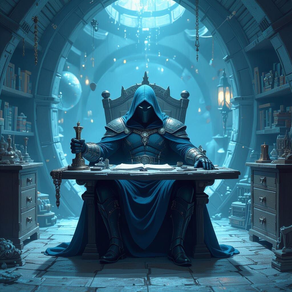 Sci-Fi Villain Lair in Cool Blue Tones