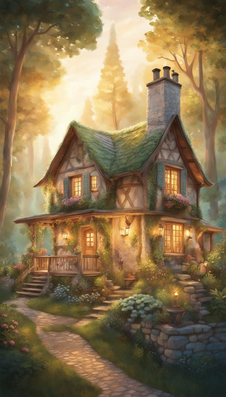 Cozy Whimsical Cottage in a Lush Forest