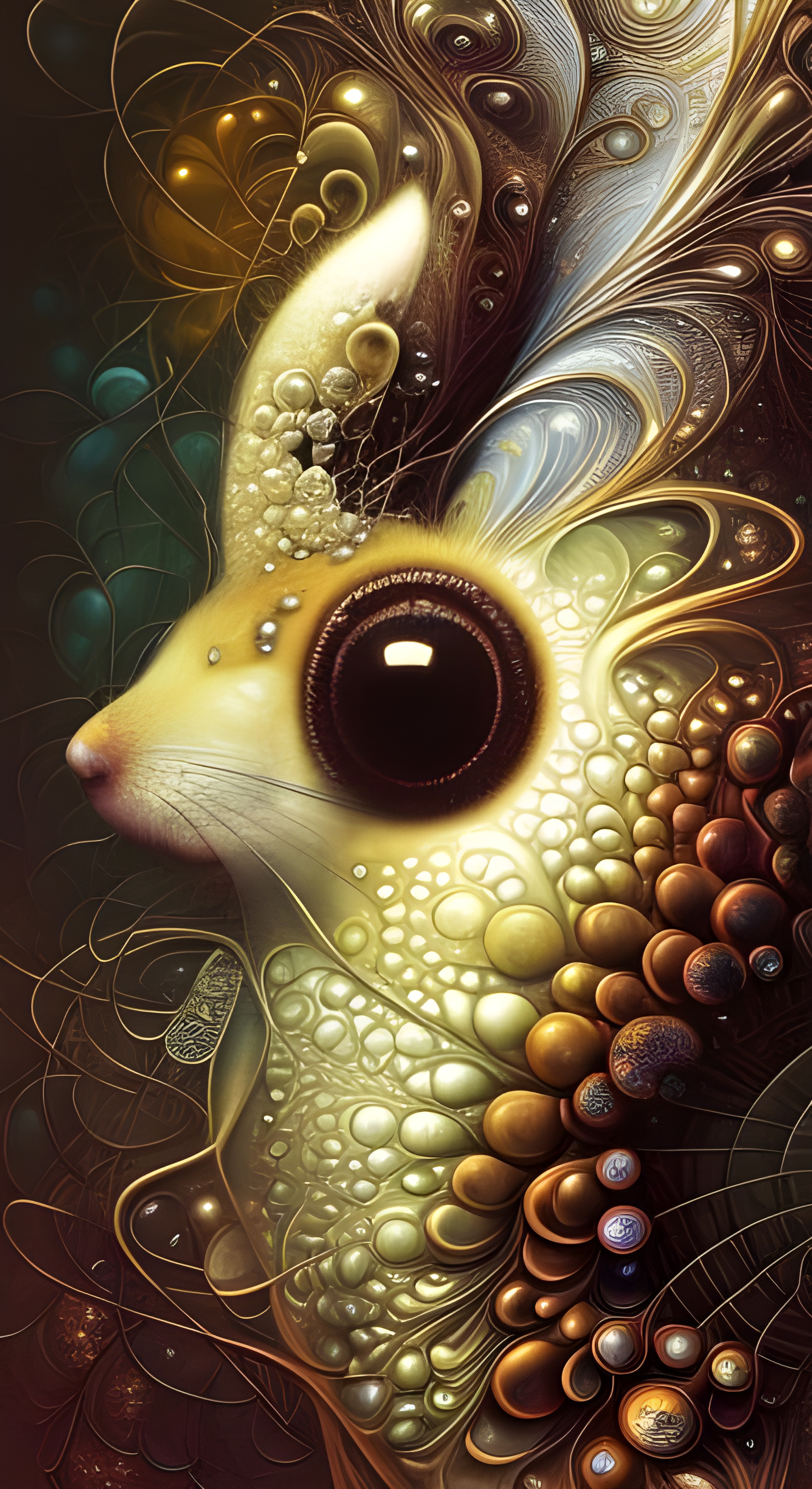 Intricate Fractal Squirrel with Acorn, Hyperdetailed Digital...