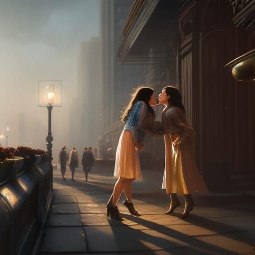 Two Women Kissing: Engagement Ring Portrait