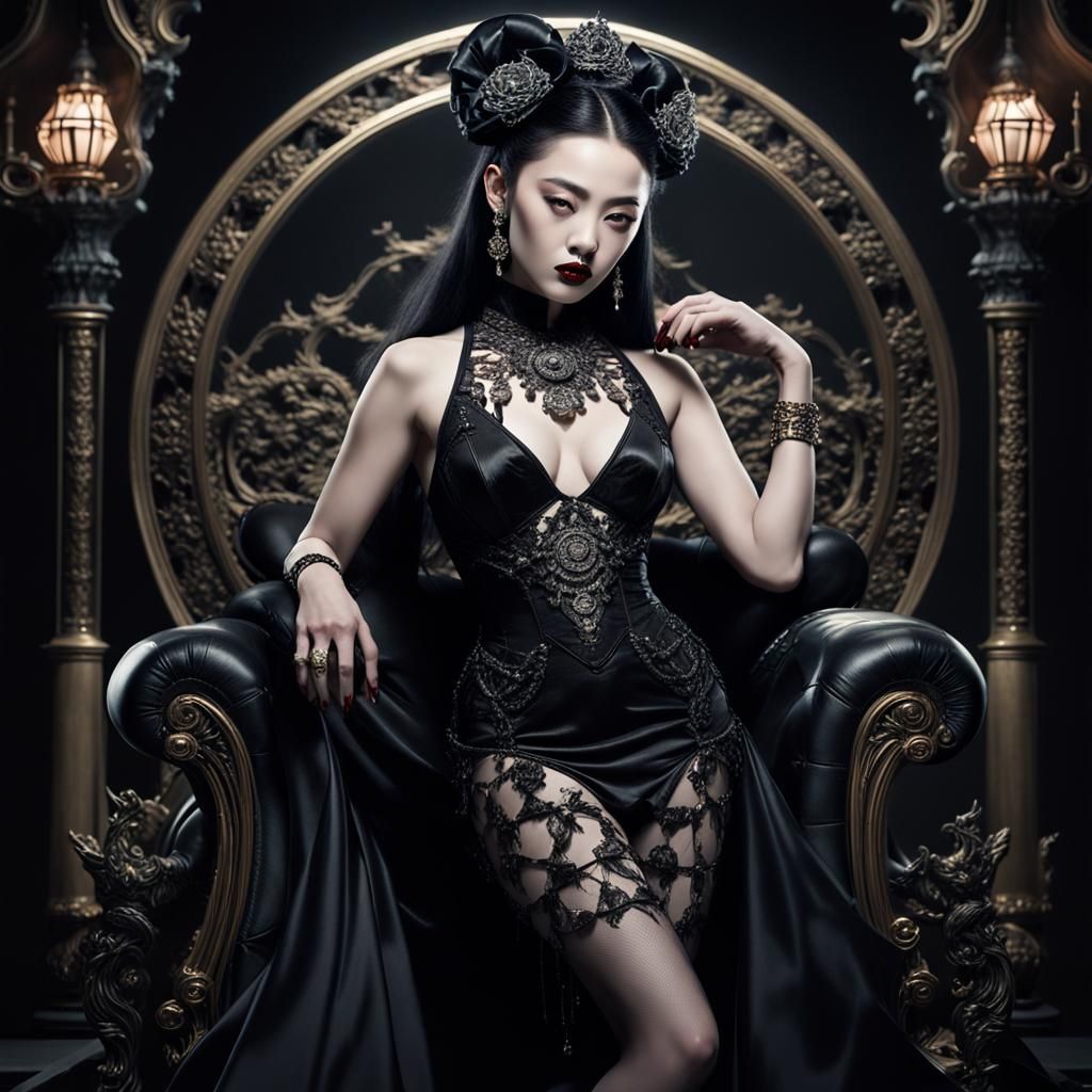 Sultry Incubus Pin-Up in Gothic Vogue Style