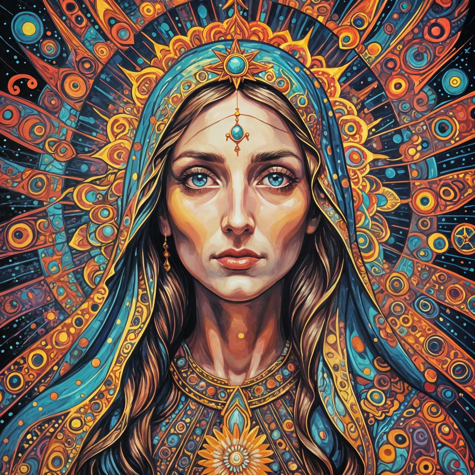 Psychedelic Mother Mary Soulful Digital Art