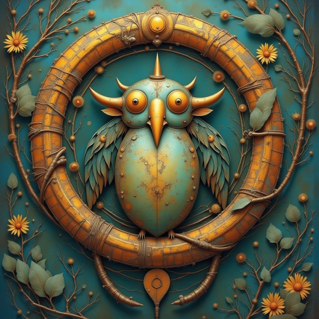 <lora:RustyMetalSurrealism:1.0> <lora:Archetypal Images:1.0>...