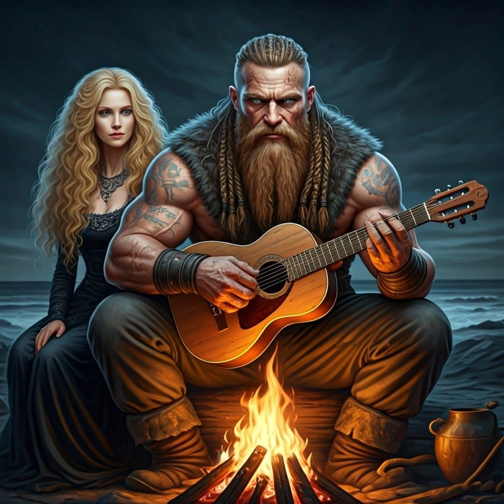 Viking Warrior Seeks Inspiration by the Fire