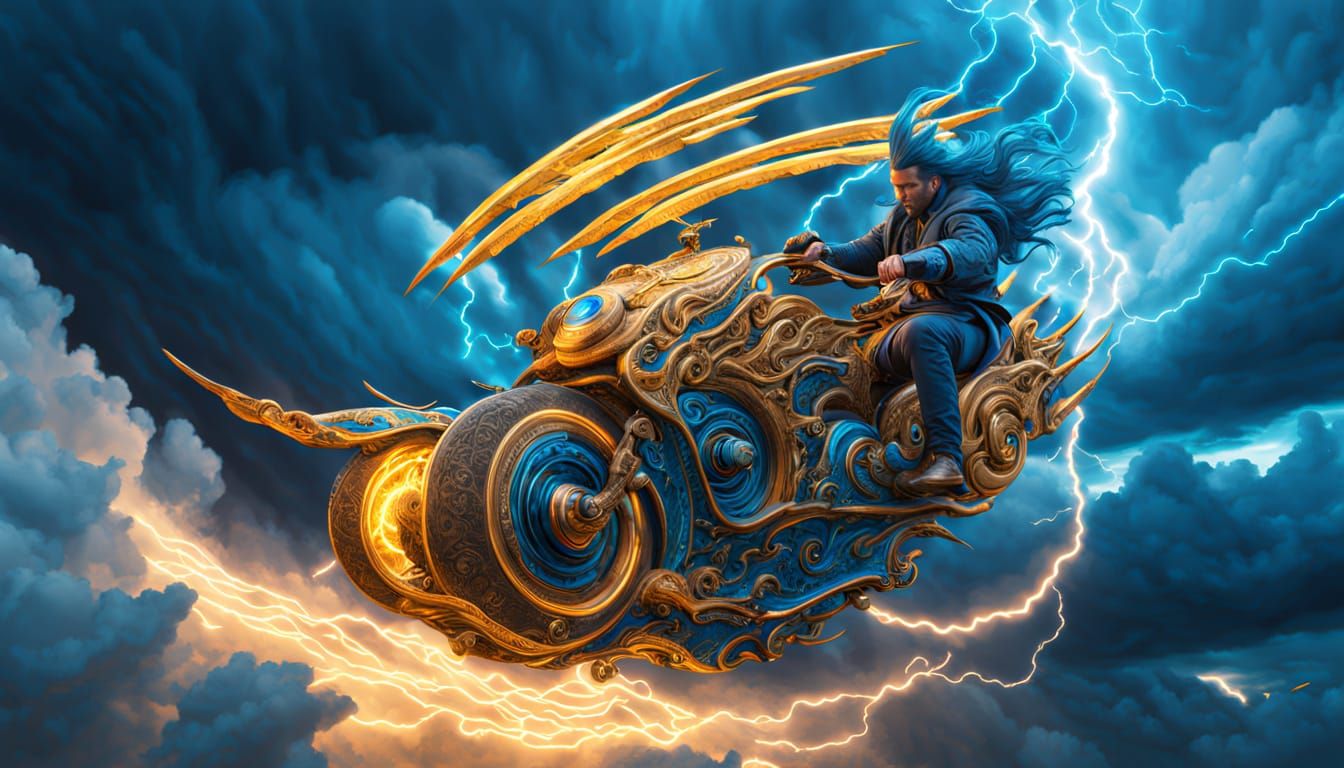 Windrider Machine Spirals Edge of Storm, Hyper-Realistic Fan...