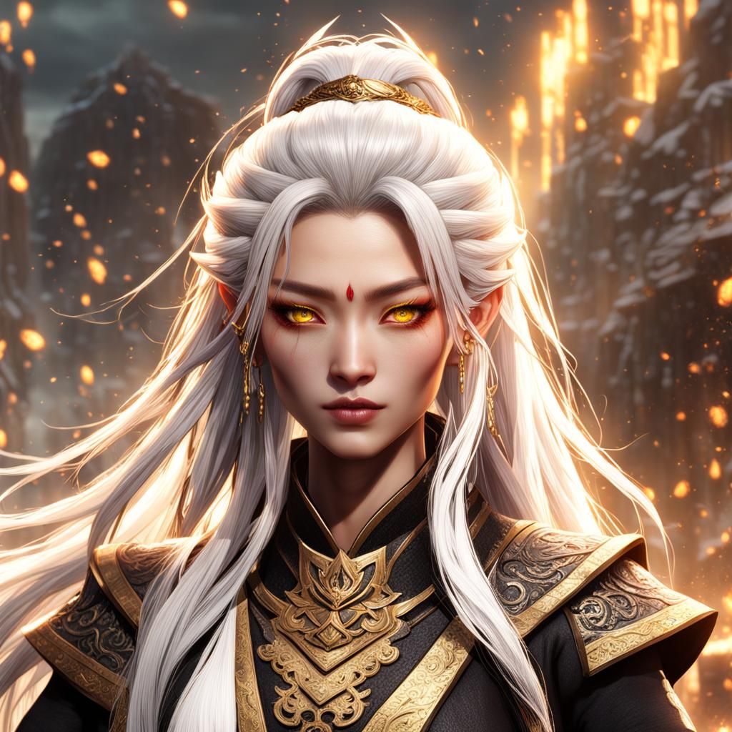 Beautiful Yuan-Ti Portrait in Detailed Matte Painting Style