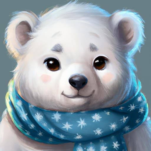 Adorable Chibi Polar Bear Portrait in Digital Art