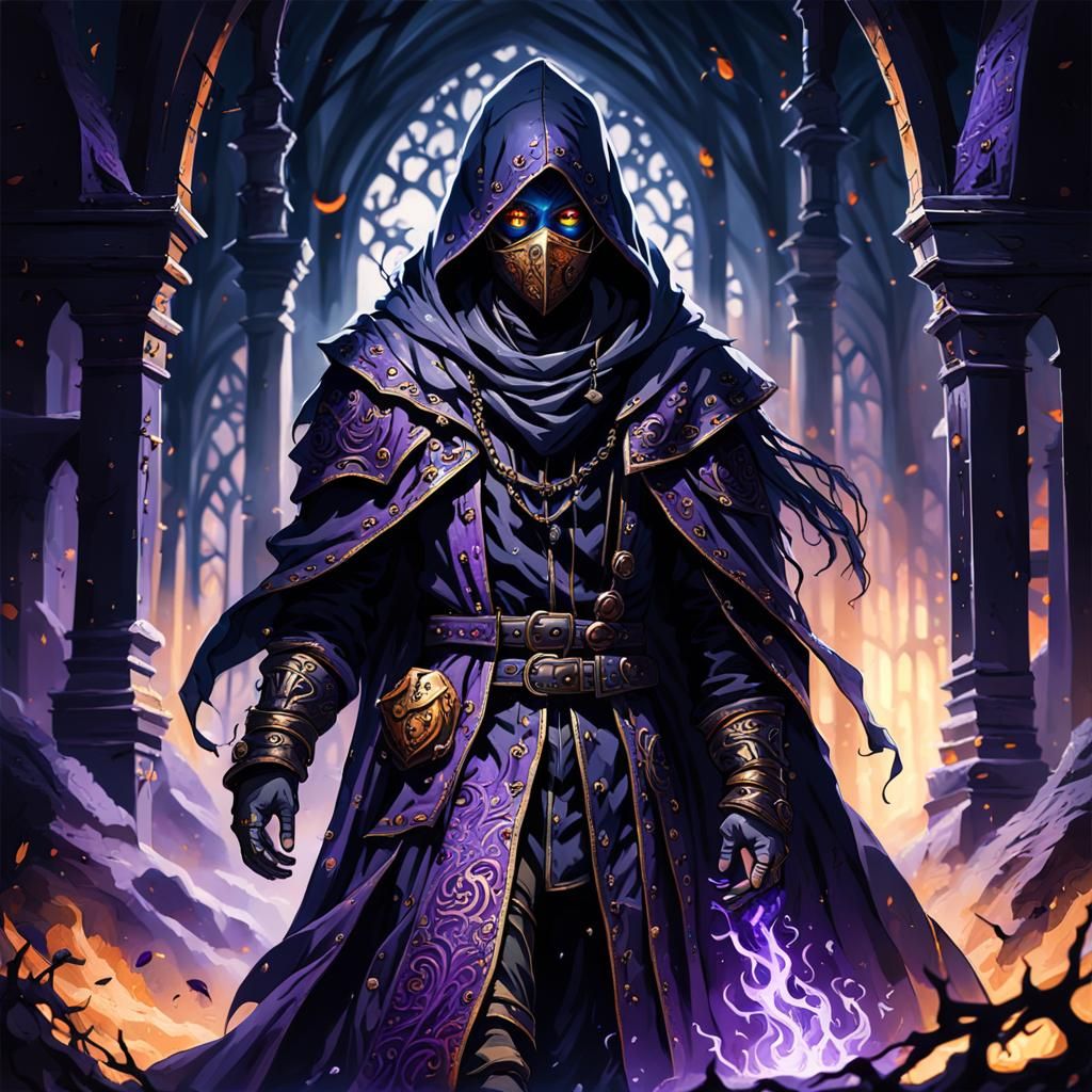 Dark Shadow Mage in Medieval Coat