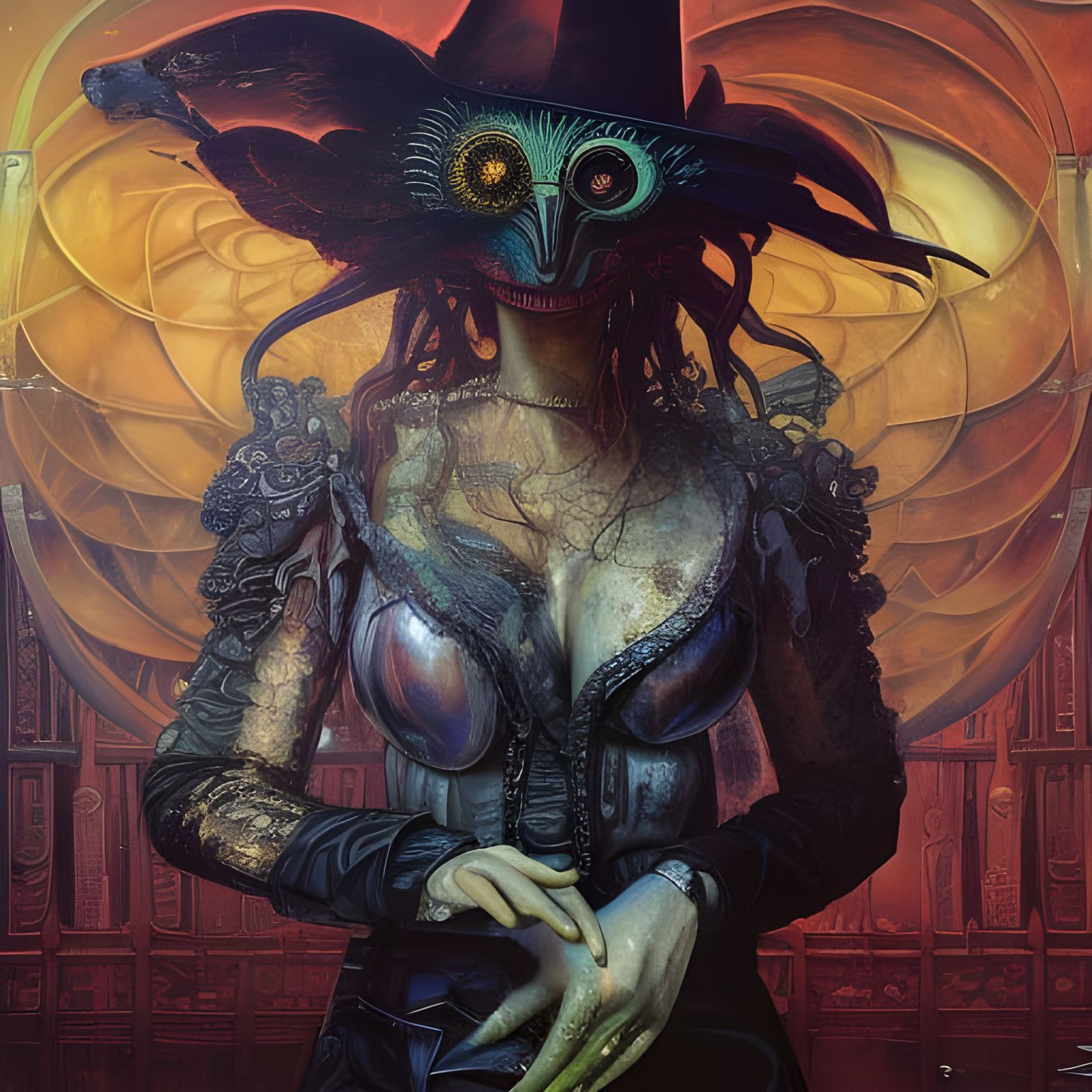 Evil Chicken Monster in Steampunk Surrealism