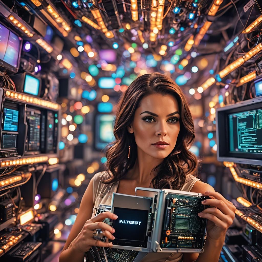 Glamorous Portrait of Mandy Thompson with Futuristic Compute...