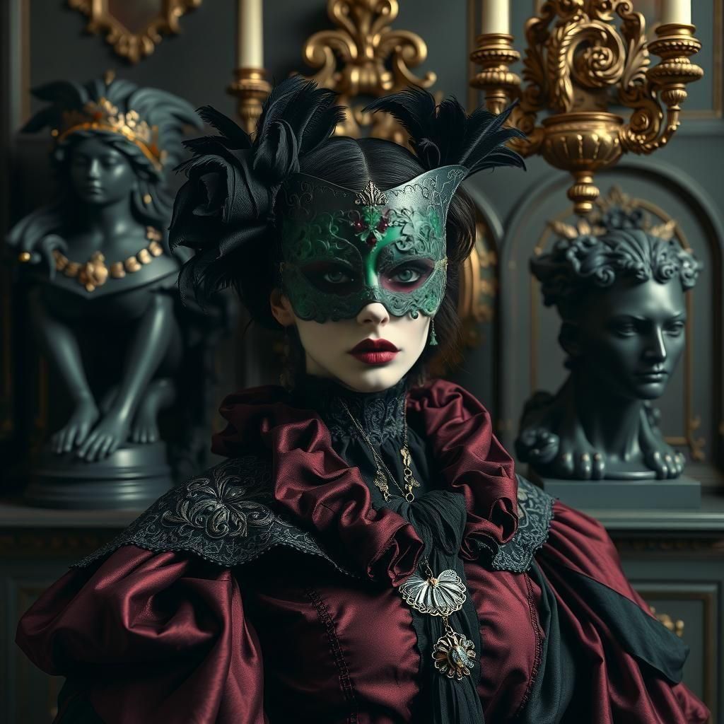 Gothic Mask in Baroque Surrealism Style