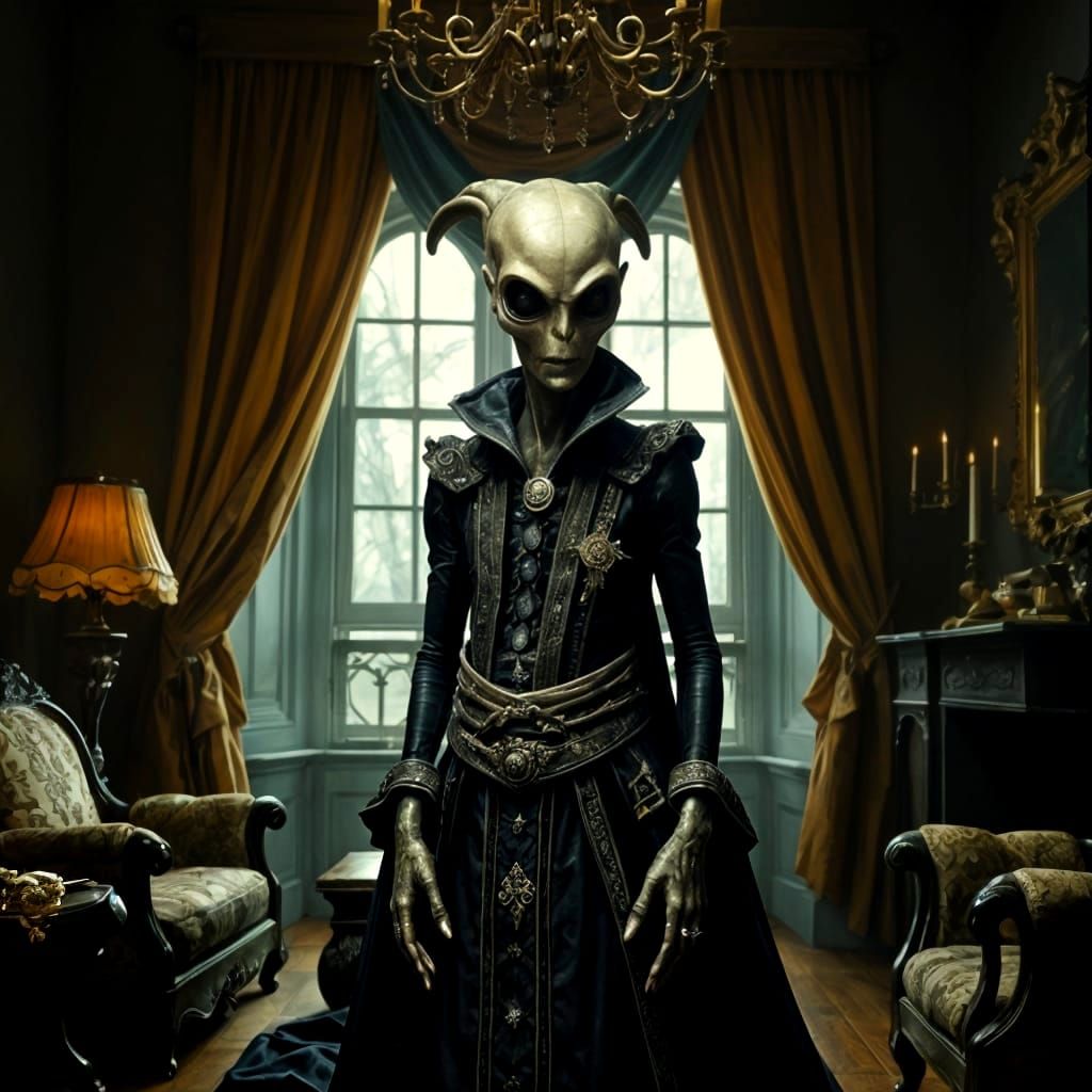 Alien Portrait in Old Dutch Style Oil Painting