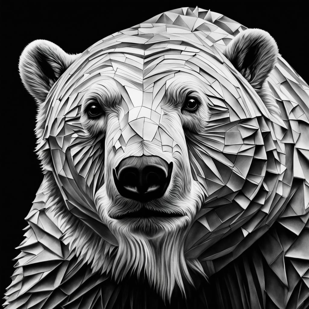 Porcelain Polar Bear Mosaic: Arctic Resilience