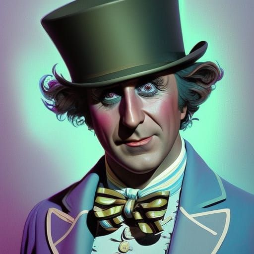 Willy Wonka Portrait in Art Nouveau Style