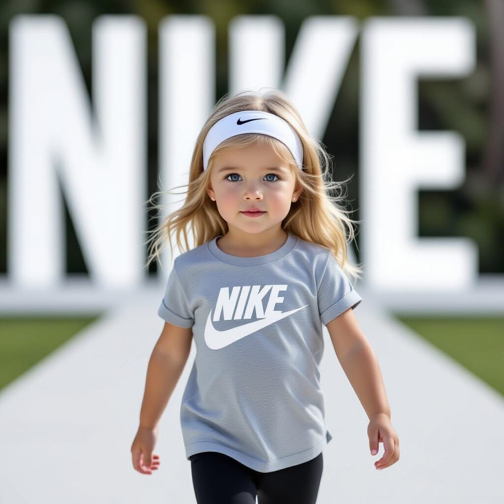 Young Girl Models Nike Apparel in Hyperrealistic Scene