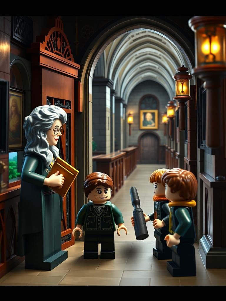 LEGO Professor McGonagall in Hogwarts Castle Hallway