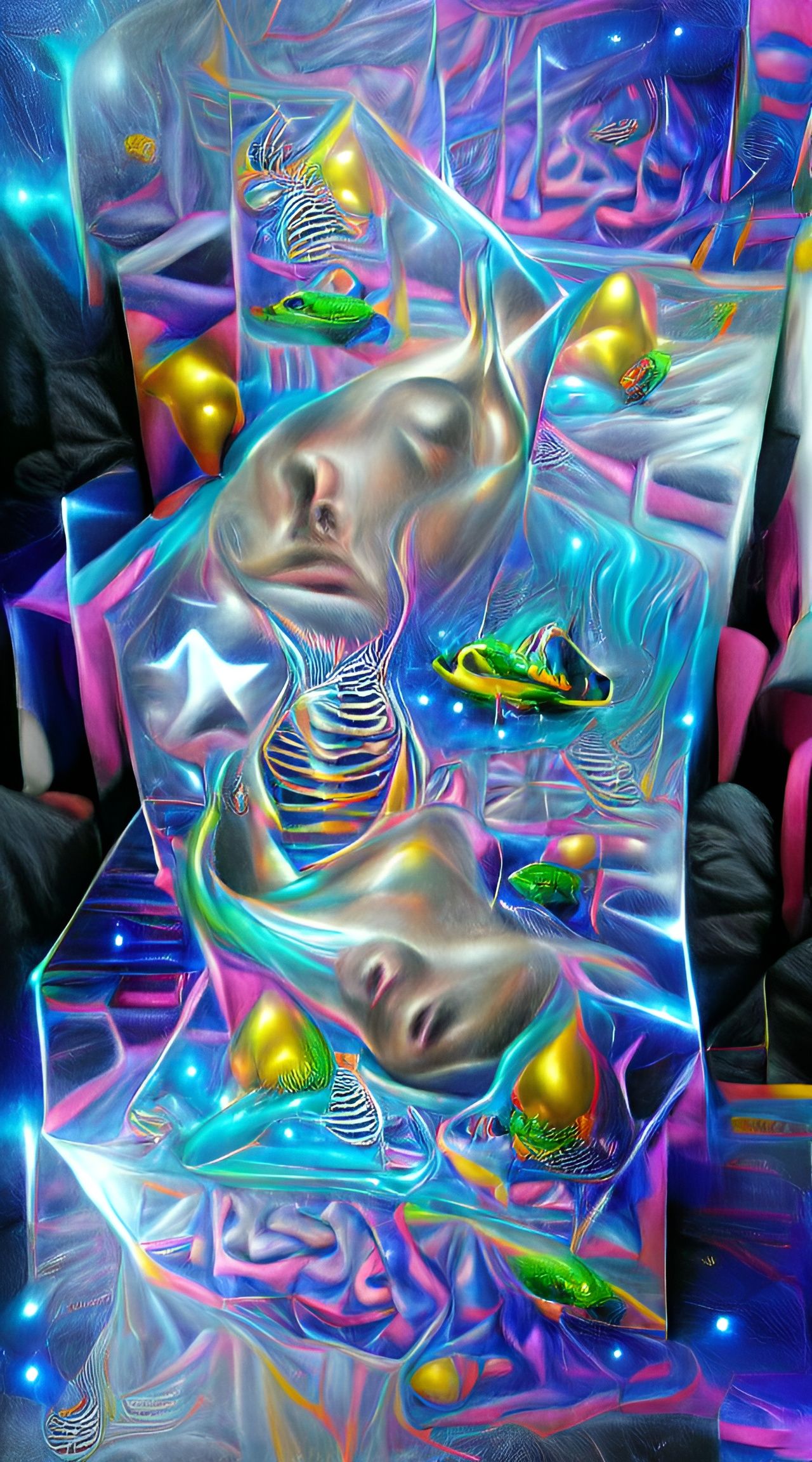 Astral Mind Projection in Abstract Neon Style
