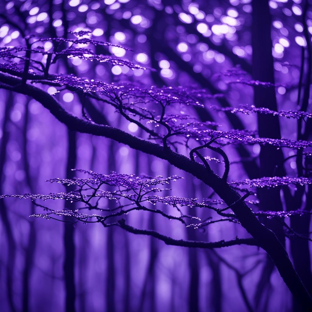 Purple Rain Over Forest in Professional Photography Style