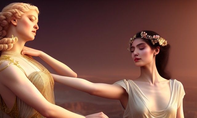 Roman Goddess Shares Ambrosia, Photorealistic 8K Render