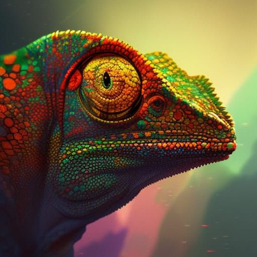 Psychedelic Chameleon: A Dark Fantasy Concept Art