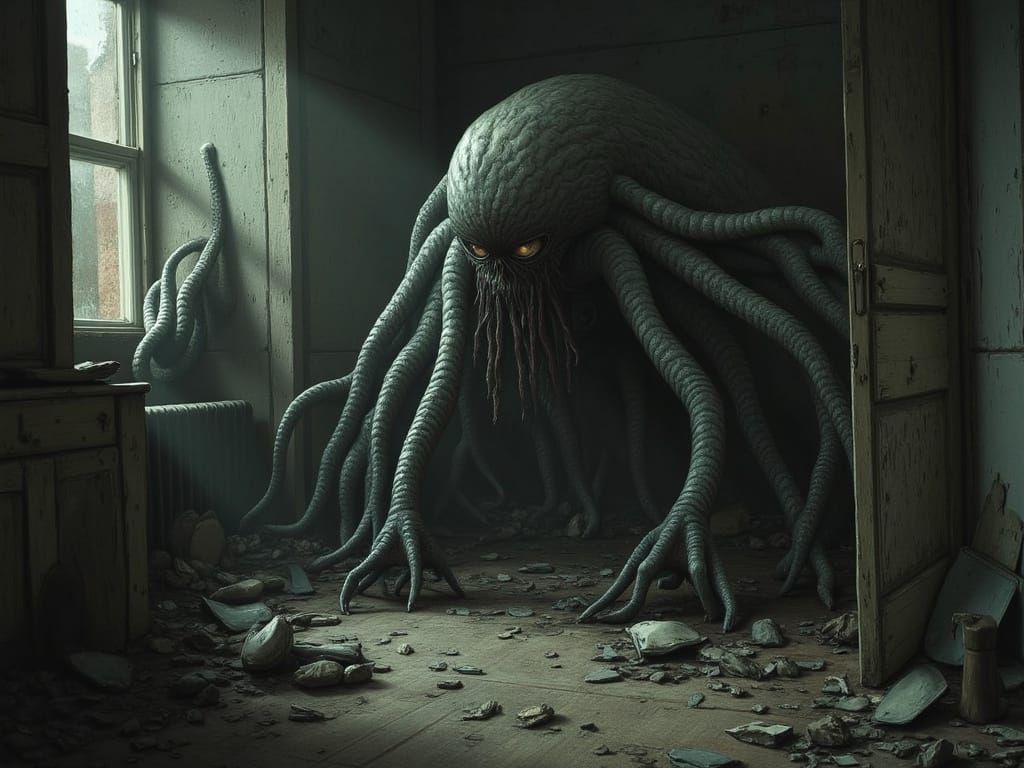 Creepy Creatures Overflow Dimly Lit Room