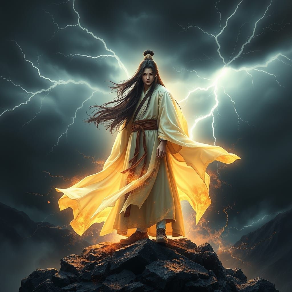 Wuxia Sage at Lightning Peak: A Dramatic Movie Still