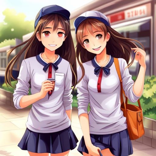 Teen Girls After School: Anime-Style Illustration