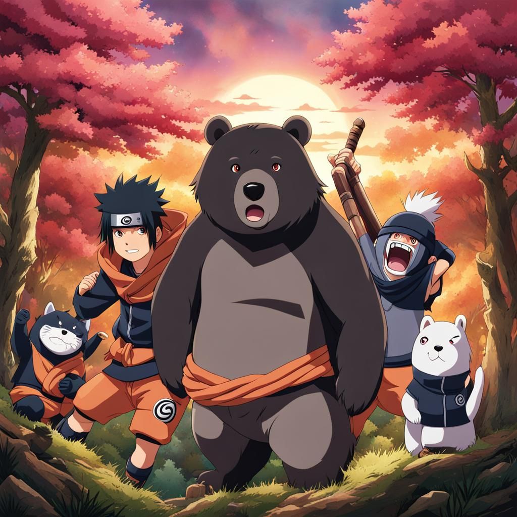 Baloo Bear and Naruto Team Up in Anime Style