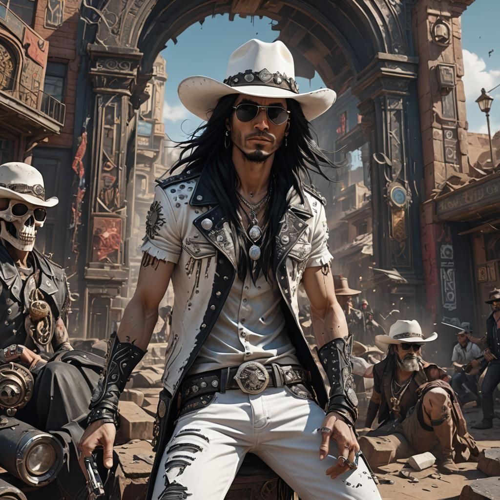 Punk Rocker Cowboy in Detailed Matte Painting