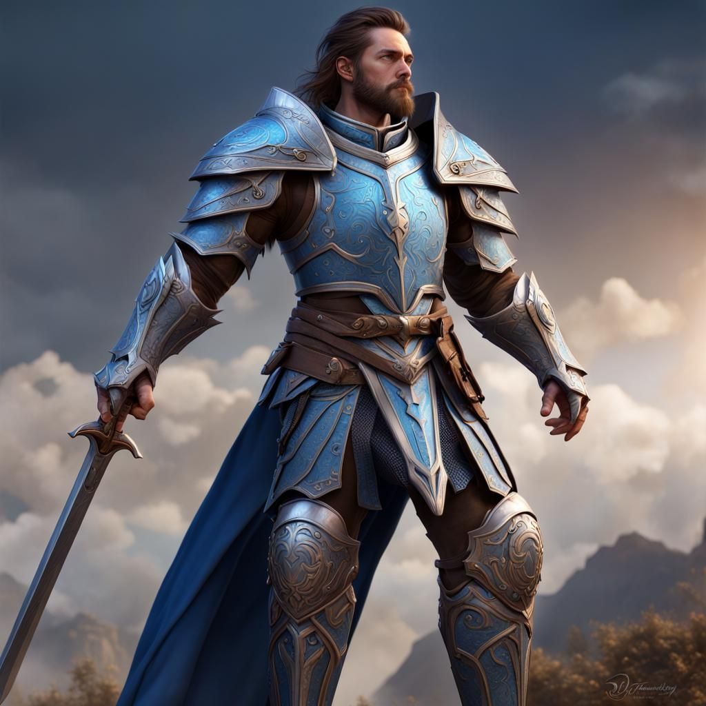 Armored Paladin in Detailed Fantasy Art Style
