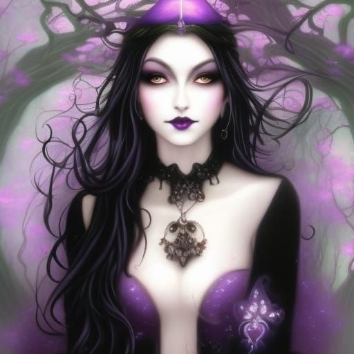 Beautiful gothic witch